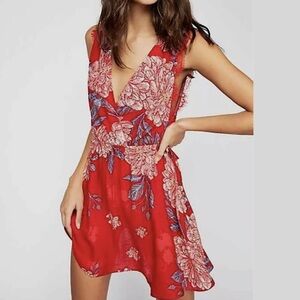 Free People Red Floral Mini Dress